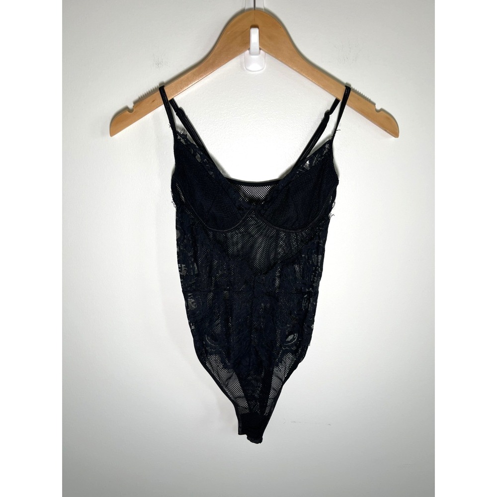 Y2K Babydoll Dark‎ Fairy Womens Bodysuit Black Small Witchy Lace Festival Sheer